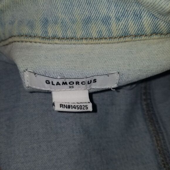 Glamorous denim jacket xs with flower design on back - Picture 4 of 16